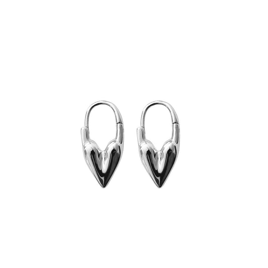 Prudence Heart Hoops in Silver