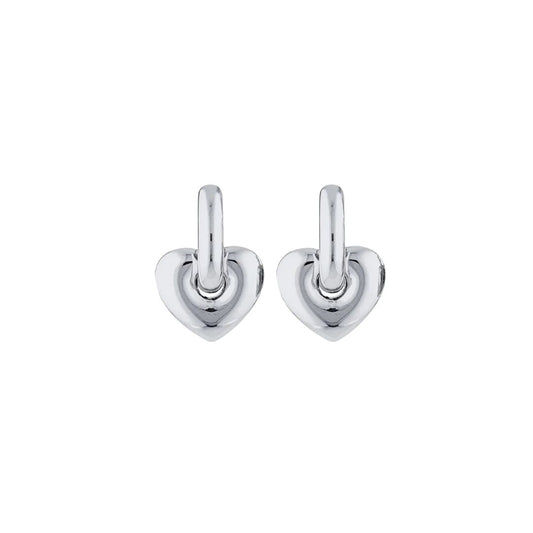 Puffy Heart Earrings in Silver