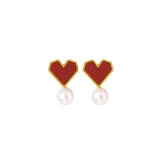 Rue pearl earrings in red