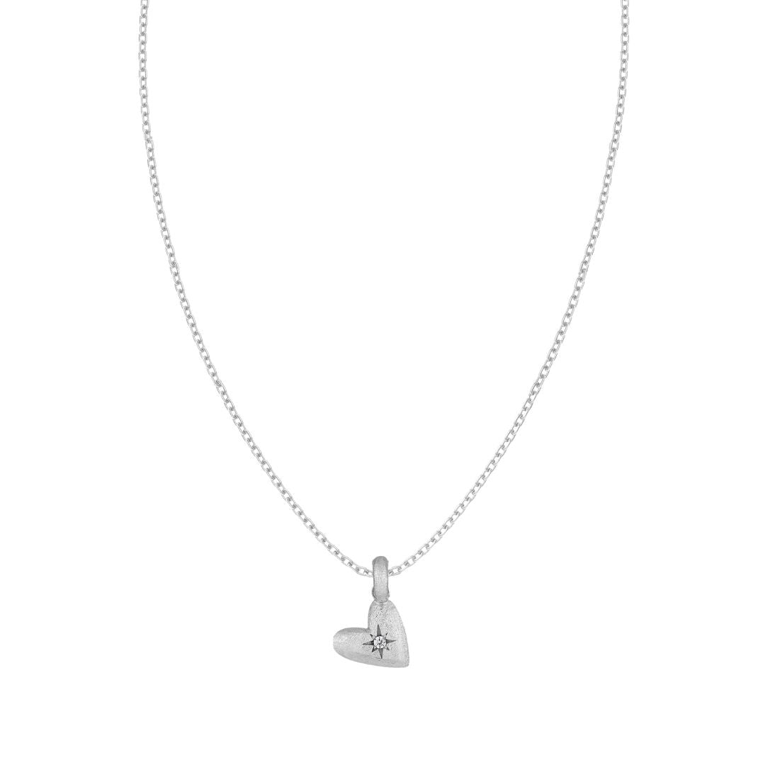Stella Brushed Silver Heart Necklace