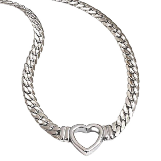 Tully silver chain necklace with hollow heart