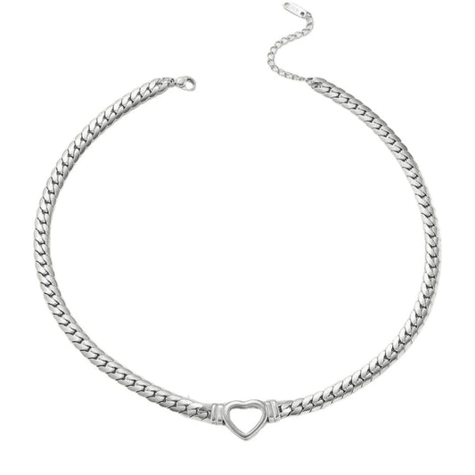 Tully silver chain necklace with hollow heart