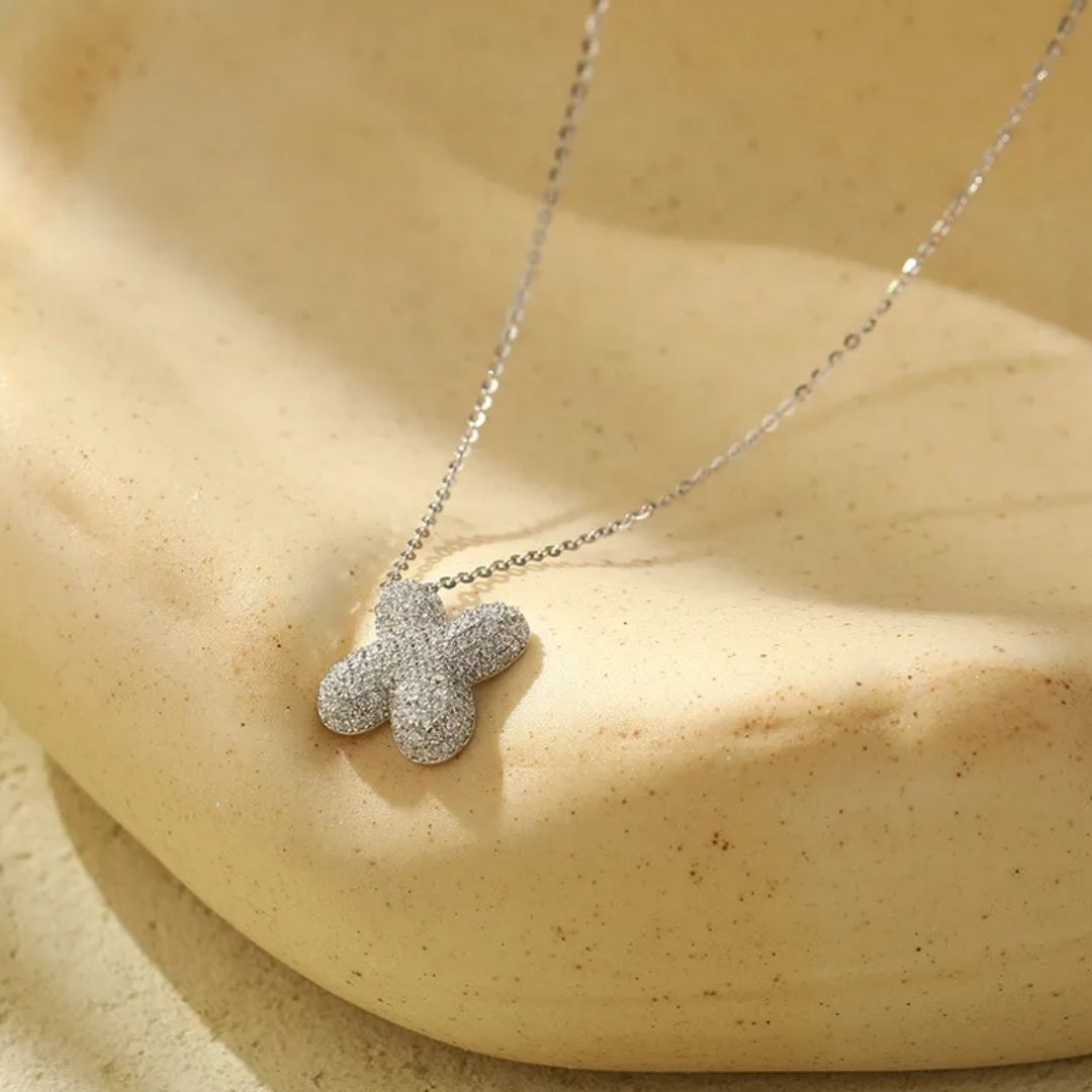Icy Bubble Letter Initial Necklace